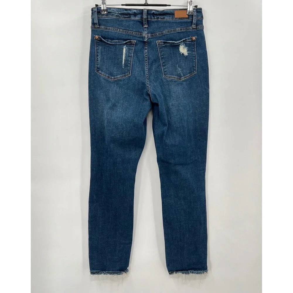 Judy Blue 7/28‎ Boyfriend Jeans Womens Medium Wash Distressed Raw Hem